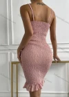 Wholesale Women's Sexy Spaghetti Strap Ruffle Hem Bodycon Knee Length Dress AY122# - Liuhuamall