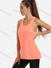 Wholesale Women's Sporty Plain Scoop Neck Quick-dry Breathable Reflective Stripes Racerback Tank Top W8004#, LIUHUA CLOTHING WHOLESALE