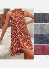 Wholesale Women's Causal Mock Neck Sleeveless Floral Print Tank Dress - Liuhuamall