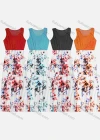 Wholesale Women's Causal Crew Neck Sleeveless Floral Print Tank Dress - Liuhuamall