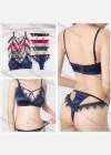 Wholesale Women's Sexy Plain Frayed Raw Lace Bra & Brief 2 Pieces Set - Liuhuamall
