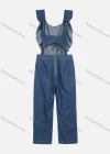 Wholesale Women's Flounce Sleeveless Slim Waist Wide Leg Round Neck Patch Pocket Denim Jumpsuit - Liuhuamall