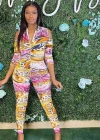 Wholesale Women's Sexy Long Sleeve Allover Print Skinny Fit Jumpsuit - Liuhuamall