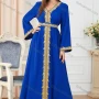 Wholesale Women's Muslim Islamic V Neck Gold Thread Embroidery Abaya Maxi Dress 3252# preview