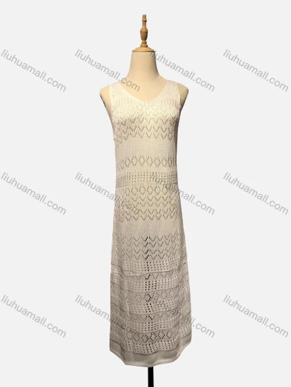 Wholesale Women's Beach Vacation Hollow Out Semi-Sheer Plain Coverup Maxi Tank Dress #x83