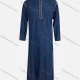 Wholesale Men's Modest Stand Collar Contrast Button Front Jubba Middle East Ramadan Formal Muslim Arabic Robe Navy Clothing Wholesale Market Liuhua