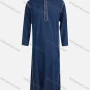 Wholesale Men's Modest Stand Collar Contrast Button Front Jubba Middle East Ramadan Formal Muslim Arabic Robe preview