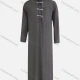 Wholesale Men's Stand Collar Contrast Patch Pocket Button Front Jubba Middle East Ramadan Modest Muslim Arabic Robe Gray Clothing Wholesale Market Liuhua