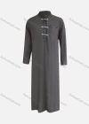 Wholesale Men's Stand Collar Contrast Patch Pocket Button Front Jubba Middle East Ramadan Modest Muslim Arabic Robe - Liuhuamall