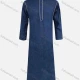 Wholesale Men's Modest Stand Collar Contrast Button Front Jubba Middle East Ramadan Formal Muslim Arabic Robe Navy Clothing Wholesale Market Liuhua
