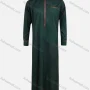 Wholesale Men's Modest Plain Mock Neck Contrast Jubba Zipper Front Patch Pocket Middle East Ramadan Muslim Arabic Robe preview
