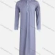 Wholesale Men's Modest Stand Collar Patch Pocket Button Front Wedding Pakistani Plain Middle East Muslim Traditional Robe Gray Blue Clothing Wholesale Market Liuhua
