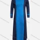Wholesale Men's Modest Round Neck Contrast Splicing Middle East Ramadan Muslim Arabic Robe Blue Clothing Wholesale Market Liuhua