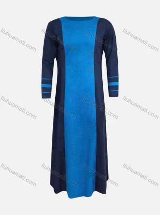 Wholesale Men's Modest Round Neck Contrast Splicing Middle East Ramadan Muslim Arabic Robe, LIUHUA CLOTHING WHOLESALE