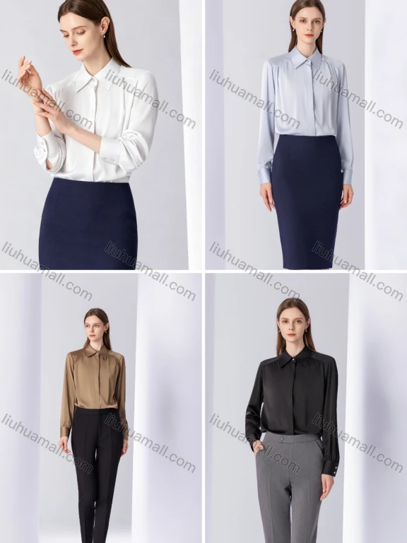 Wholesale Women's Business Formal Elegant Chiffon Long Sleeve Shirt