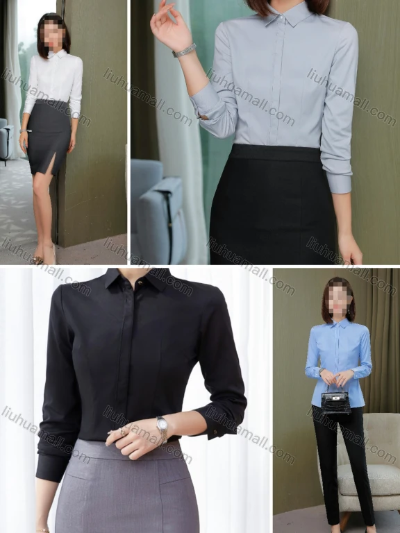 Wholesale Women's Business Formal Slim Fit Long Sleeve Shirt