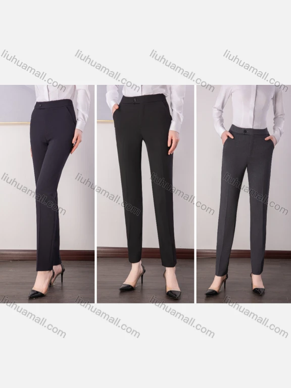 Wholesale Women's Business Formal Slim Fit Straight Leg Trousers