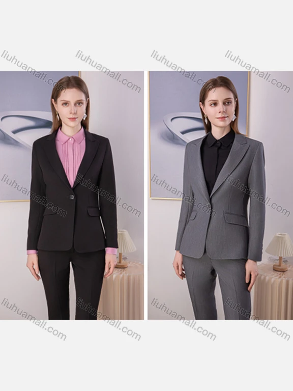 Wholesale Women's Business Formal Slim Fit Single-Breasted Blazer & Trousers 2 Piece Set