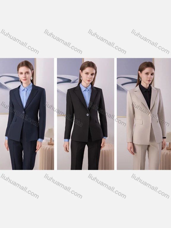 Wholesale Women's Business Formal Slim Fit Single-Breasted Blazer & Trousers 2 Piece Set