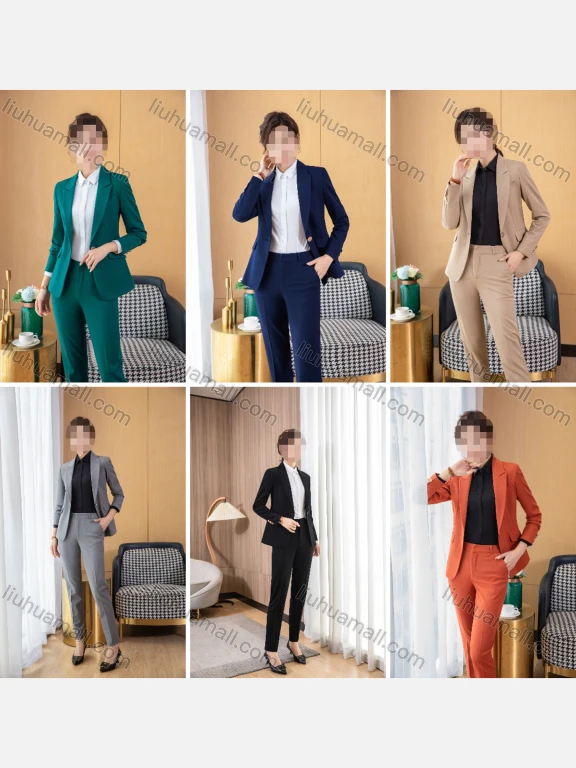 Wholesale Women's Business Formal Slim Fit Single-Breasted Blazer & Trousers 2 Piece Set