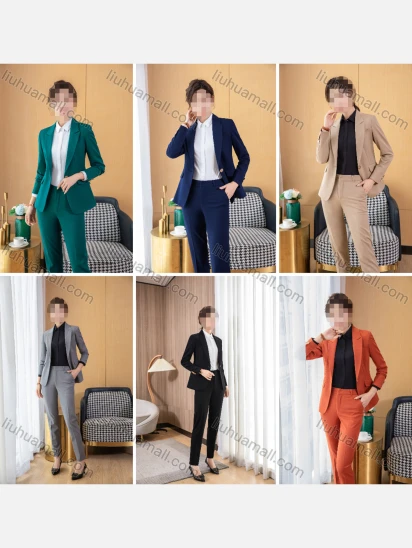 Wholesale Women's Business Formal Slim Fit Single-Breasted Blazer & Trousers 2 Piece Set