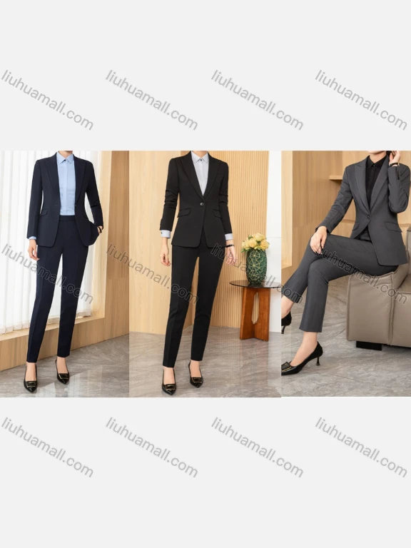 Wholesale Women's Business Formal Slim Fit Single-Breasted Blazer & Trousers 2 Piece Set