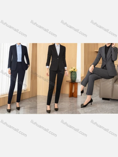 Wholesale Women's Business Formal Slim Fit Single-Breasted Blazer & Trousers 2 Piece Set