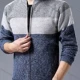 Wholesale Men's Casual Colorblock Stand Collar Long Sleeve Zip Sweater Knitted Jacket Light Slate Gray Clothing Wholesale Market Liuhua