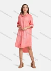 Wholesale Woman's Casual Long Sleeve Shirt Collar Bronzed Print Fake Pockets Button Front Tunic - Liuhuamall