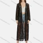 Wholesale Women's Plain Guipure Lace Mesh Long Sleeve Open Front Long Cardigan Cover Up ST91187# preview