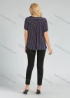 Wholesale Women's Casual Round Neck Short Sleeve Striped Print Tee - Liuhuamall