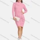 Wholesale Women's Elegant Long Sleeve Mock Neck Lace Up Slim Knit Short Dress With Belt 2112# C631# Clothing Wholesale Market Liuhua