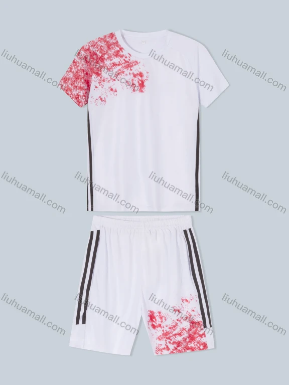 Wholesale Boys Athletic Short Sleeve Crew Neck T-shirt&Shorts 2 Pieces Sports Outfits Set