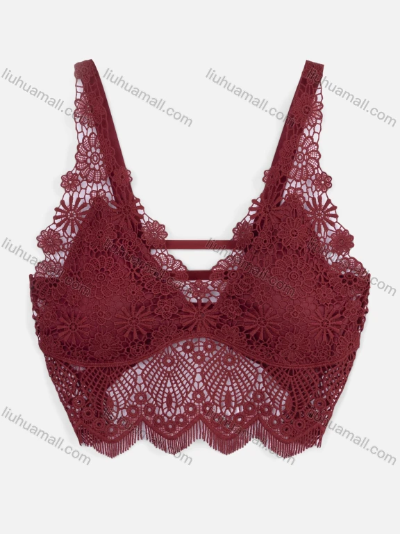 Wholesale Women's Sexy Crochet Back Elastic Band Guipure Lace Camisoles With Built-in Bra