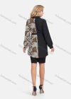 Wholesale Women's Fashion Chain Splicing Print Tunic Button Down Mid Length Shirt With Belt - Liuhuamall