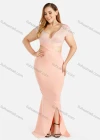 Wholesale Women's Elegant Plain V Neck Cutout Pleated Cross Front Split Hem Rhinestone Mermaid Evening Dress - Liuhuamall