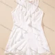 Wholesale Women's Casual Sleeveless Eyelet Embroidery Ruffle Trim Romper White Clothing Wholesale Market Liuhua