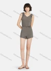 Wholesale Women's Casual Plain Knotted Strap V Neck Tank Short Romper Pajamas A26# - Liuhuamall