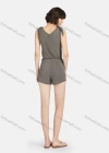 Wholesale Women's Casual Plain Knotted Strap V Neck Tank Short Romper Pajamas A26# - Liuhuamall