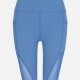 Women's Sporty High Waist Sheer Mesh Plain Short Legging Blue Clothing Wholesale Market -LIUHUA
