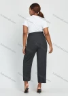 Wholesale Women's Plus Size High Waist Plain Ankle Length Wide Leg Trouser With Belt - Liuhuamall