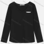 Wholesale Women's Casual V Neck Long Sleeve Sewing Label Fitted Plain Blouse preview