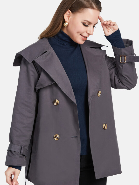 Women's Casual Lapel Double Breasted Mid Length Trench Coat With Buckle Belt, LIUHUA Clothing Online Wholesale Market, All Categories