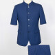 Men's Plain Button Down Stand Collar Flap Pockets Short Sleeve Chinese Tunic Suit & Pants 2-Piece Sets BV220304# Navy Clothing Wholesale Market -LIUHUA