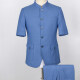 Men's Plain Button Down Stand Collar Flap Pockets Short Sleeve Chinese Tunic Suit & Pants 2-Piece Sets BV220304# Azure Clothing Wholesale Market -LIUHUA