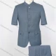 Wholesale Men's Plain Button Down Stand Collar Flap Pockets Short Sleeve Chinese Tunic Suit & Pants 2-Piece Sets BV220304# Blue Bell Wholesale Clothing Market & Suppliers -LIUHUAMALL