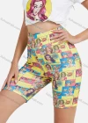 Wholesale Women's Sporty Elastic Waist Cartoon Print Biker Shorts - Liuhuamall