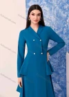 Wholesale Women's Plain Wrap Lapel Double Breasted Long Sleeve Layered Maxi Blazer Dress - Liuhuamall