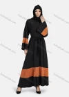 Wholesale Women's Muslim Islamic Vintage V Neck Colorblock Ruched Maxi Abaya Dress R810# - Liuhuamall