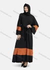 Wholesale Women's Muslim Islamic Vintage V Neck Colorblock Ruched Maxi Abaya Dress R810# - Liuhuamall